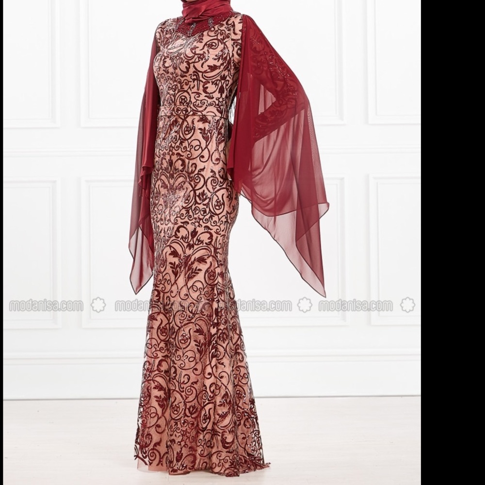 Long sleeves fancy evening dress size 38 (4)